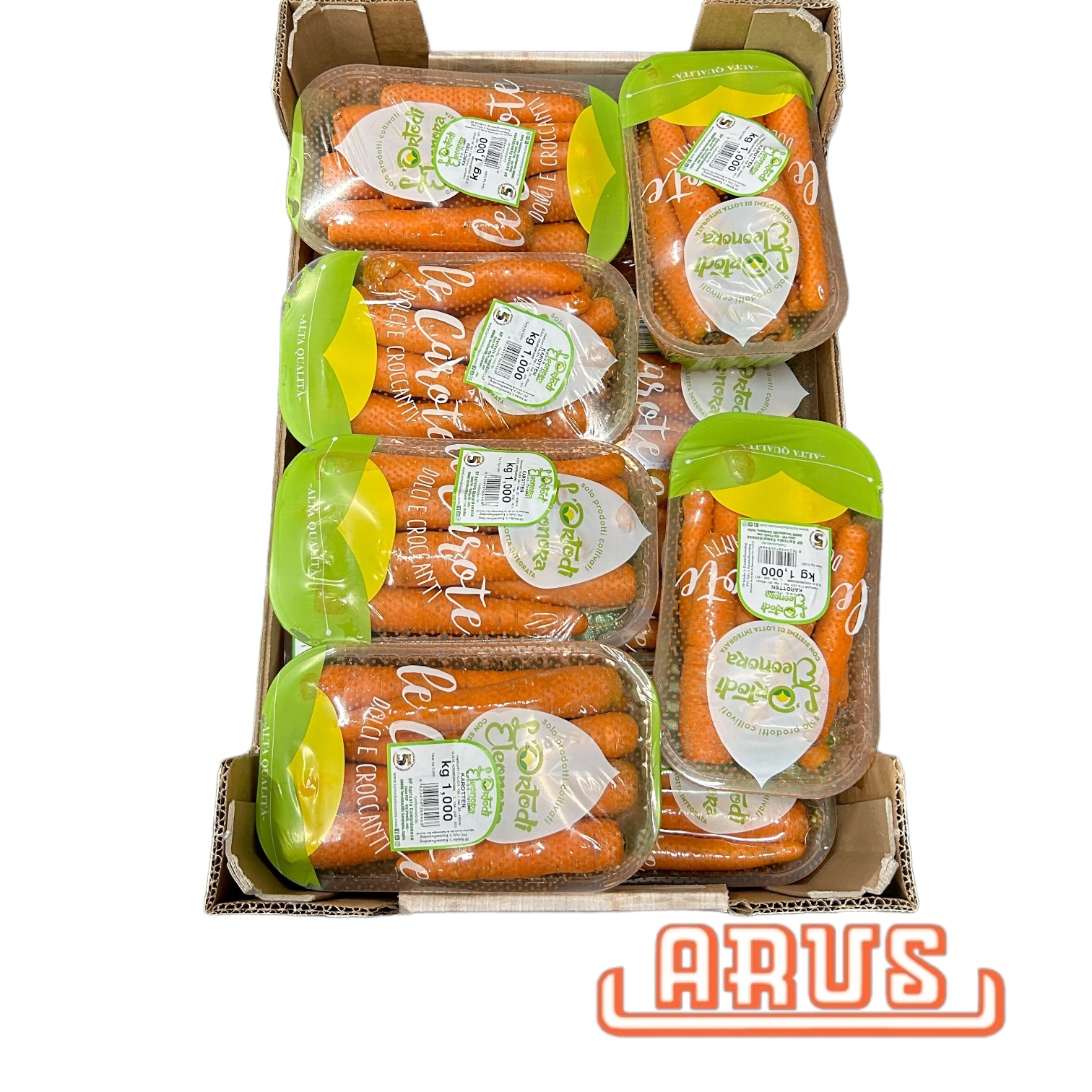 Möhren "gewaschen, gepackt" 12x1kg - Schalen -